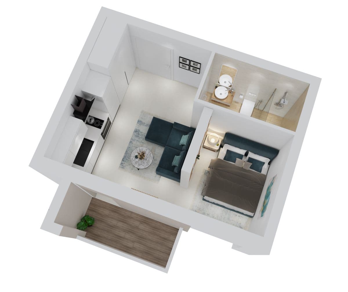 Plan axonométrique Appartement Studio
